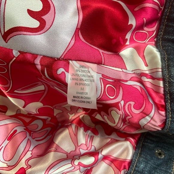 Luii Womens Lined Denim Jacket Jeweled Buttons Size Medium Cropped - Picture 6 of 9